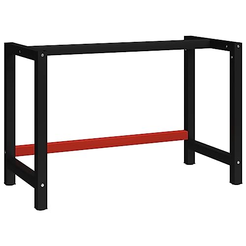 EMYRLXQW Tischzubehör Tischbeine Werkbank Gestell Metall 120x57x79cm Schwarz und Rot Tischzubehör Tischbeine von EMYRLXQW