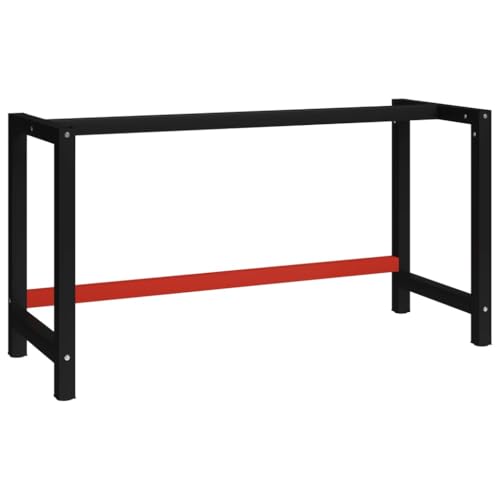 EMYRLXQW Tischzubehör Tischbeine Werkbank Gestell Metall 150x57x79cm Schwarz und Rot Tischzubehör Tischbeine von EMYRLXQW