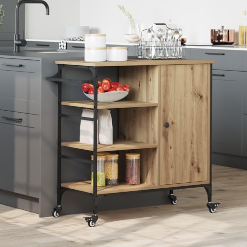 EMYRLXQW Trolleys, Küchen- und Esszimmerwagen, Küchenwagen, Artisan Eiche, 87,5 x 38,5 x 84,5 cm, Holzwerkstoff EMYRLXQW Trolleys, Küchen- und Esszimmerwagen, Küchenwagen, Artisan Eiche, 87,5 x 38,5 x 84,5 cm, Holzwerkstoff von EMYRLXQW