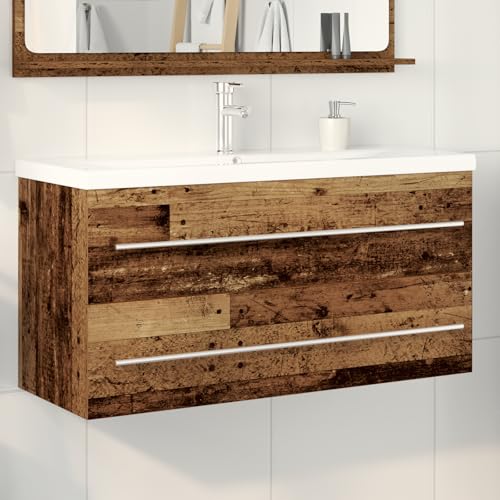 EMYRLXQW Waschbeckenunterschrank mit Einbaubecken aus Altholz Holzwerkstoff von EMYRLXQW