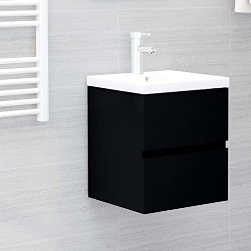 EMYRLXQW Waschbeckenunterschrank mit Einbaubecken schwarz Holzwerkstoff von EMYRLXQW