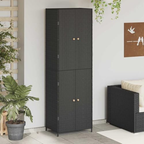 Schränke & Aufbewahrung, Aufbewahrungsschränke & Schließfächer, Gartenschrank, schwarz, 59 x 40 x 180 cm, Polyrattan von EMYRLXQW