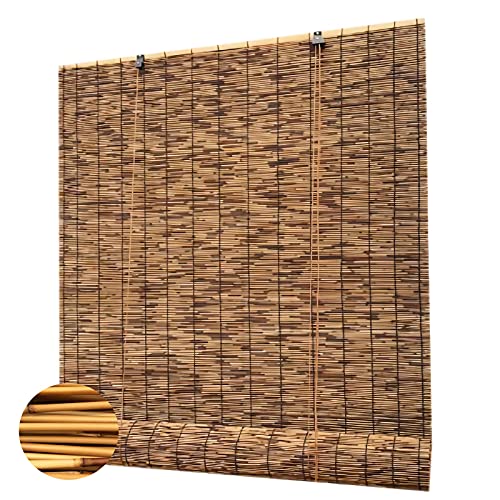 Bambusrollo,Durchscheinend Rollo Bambus,Retro Carbonization Natural Schilf Vorhang Bambus Handgewebt Sonnenschutzrollos,FüR Outdoor Fenster Und TüRen AußEnterrasse(Size:100 * 150cm/39 * 59in) von EMYU