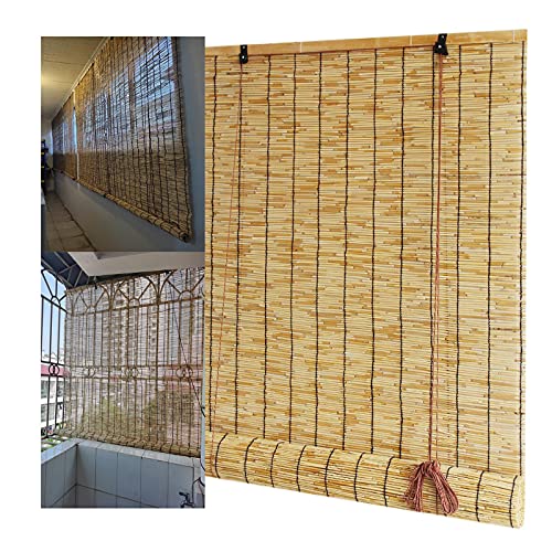 Bambusrollo,Reed-VorhäNge Natur Holzrollo Home Sunshade Retro Jalousien Wasserdicht Atmungsaktiv Schatten Sonnenschutz Lichtfilter-RollläDen,FüR AußEn/Innen 70x255cm/27.5x100.4in von EMYU