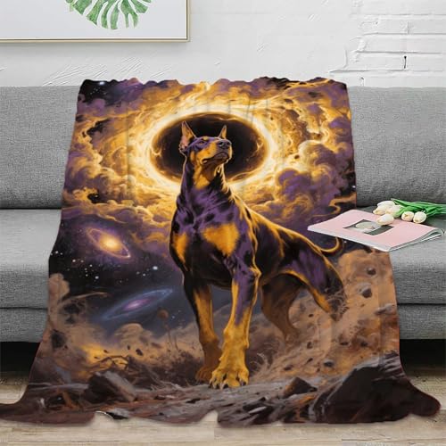 EMYXPAQM Personalisierte Decke Mit Dobermann Explodierender Nebel Muster Flauschige Super Weiche Wohndecke Geschenkideen Für Teens Und Erwachsene 40x50inch(100x130cm) von EMYXPAQM