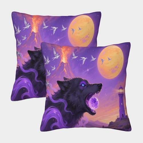 EMYXPAQM Wolf Kissenbezug 2er Set Wolf Kristallkugel Kissenhülle Polyester Kissen Deko Bezug Für Sofa Schlafzimmer Couch Outdoor Deko 40x40cm EMYXPAQM Wolf Kissenbezug 2er Set Wolf Kristallkugel Kissenhülle Polyester Kissen Deko Bezug Für Sofa Schlafzimmer Couch Outdoor Deko 40x40cm von EMYXPAQM