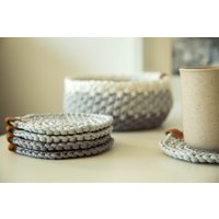 Tassenuntersetzer, Gehäkelte Seilschale, Untersetzer Set, Handgemachtes Tischset, Runder Korb, Inneneinrichtung, Gehäkelter Seilkorb, Kekskorb Tassenuntersetzer, Gehäkelte Seilschale, Untersetzer Set, Handgemachtes Tischset, Runder Korb, Inneneinrichtung, Gehäkelter Seilkorb, Kekskorb von EMiCraftsLT