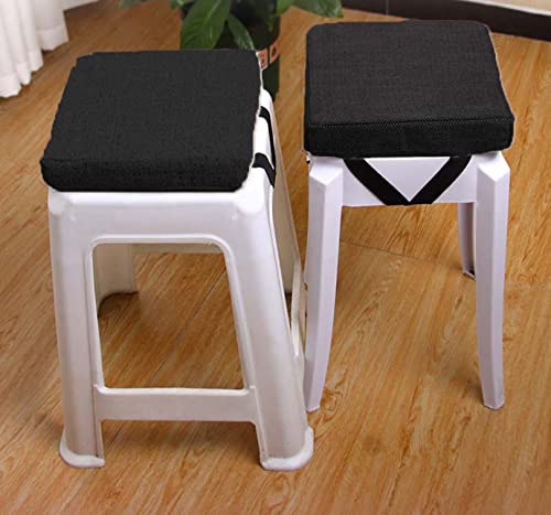 EN AyuL 2 Stück Stuhl-Sitzkissen, verdickt, 5/8 cm, quadratisch, für Esszimmerstuhl, rutschfest, Sitzkissen für Zuhause, Küche, Stuhl, Hocker, Pad (30 x 30 x 5 cm, schwarz) von EN AyuL