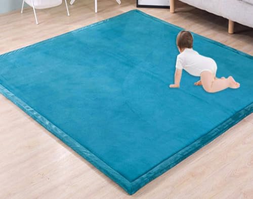 EN AyuL Große Teppiche, Korallensamt, weiche Krabbelmatte, Spielmatte, rutschfest, dicker Tatami-Schaum-Teppich für Zuhause, Boden, Wohnzimmer, Schlafzimmer (50 x 100 cm, blau) von EN AyuL