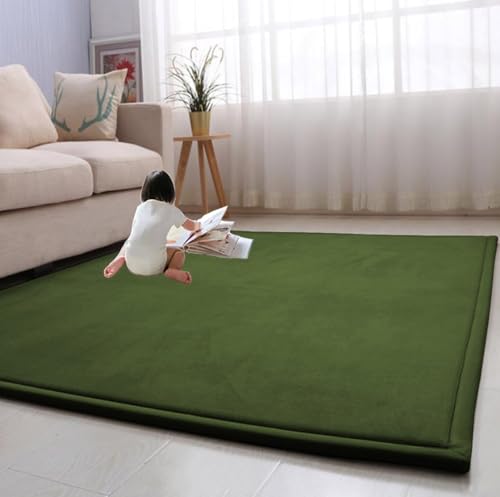 EN AyuL Große Yogamatte, Spielmatte, Korallensamt, dicke Krabbelmatte, Kinderzimmer, Bett-Matratze, Lagre-Teppich für Schlafzimmer/Wohnzimmer/Tatami (60 x 120 cm, Dunkelgrün) von EN AyuL