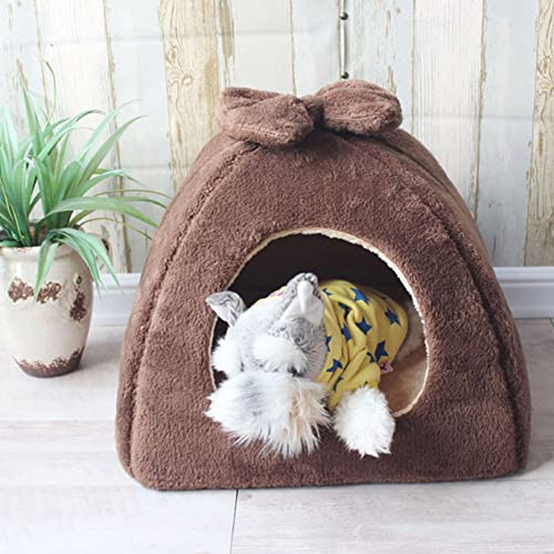 EN AyuL Katzenbett, Haustierzelt, Katzenhöhle, rutschfest, Hundeunterschlupf, Katzen-Iglu-Bett, abnehmbares, waschbares Kissen für kleine, mittelgroße Katzen und Hunde (L: 55 x 55 x 50 cm, F) von EN AyuL