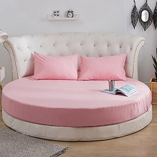 EN AyuL Rundes Bett-Spannbetttuch, einfarbig, 100 % Baumwolle, weich, atmungsaktiv, Bettlaken, alles inklusive, rutschfest, rund, Matratzenbezug (220 cm, Rosa A) von EN AyuL