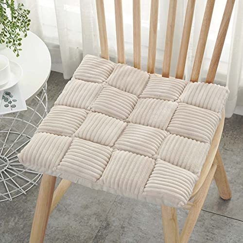 EN AyuL Set mit 1/2/4/6 Esszimmerstühl-Sitzkissen, 42 x 42 cm, rutschfeste Stuhlkissen, weiche Stuhlauflage für Zuhause, Küche, Büro, Garten (4 Stück, beige) von EN AyuL