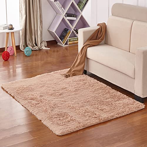 EN AyuL Teppiche für Schlafzimmer/Wohnzimmer, rutschfest, flauschig, weich, quadratisch, Plüschboden, Teppiche für Zuhause, Kinderzimmer, Teppiche (100 x 100 cm, Kamel) von EN AyuL