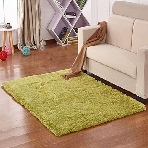 EN AyuL Teppiche für Schlafzimmer/Wohnzimmer, rutschfest, flauschig, weich, quadratisch, Plüschboden, Teppiche für Zuhause, Kinderzimmer, Teppiche (100 x 120 cm, grün A) von EN AyuL