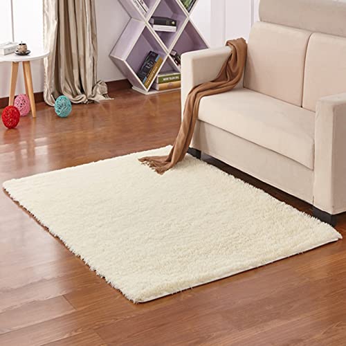 EN AyuL Teppiche für Schlafzimmer/Wohnzimmer, rutschfest, flauschig, weich, quadratisch, Plüschboden, Teppiche für Zuhause, Kinderzimmer, Teppiche (80 x 80 cm, Weiß) von EN AyuL