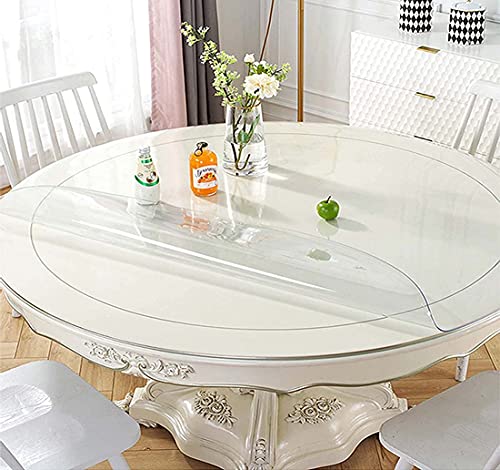 EN AyuL Transparente Tischdecke aus PVC, abwischbar, 100 cm / 140 cm, wasserdicht, für den Schreibtisch, rund, 140 cm von EN AyuL
