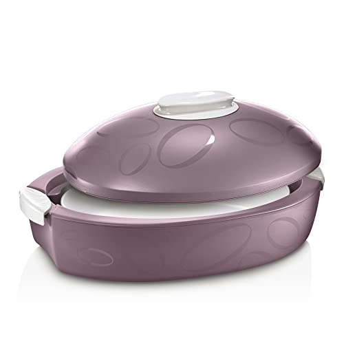 Thermotresor Keramikschale (Violett) - Zum Warmhalten von Speisen bis zu 3h | Thermobehälter | Thermoschüssel mit Deckel | Warmhaltetopf groß 3 Liter | Sehr geeignet zum Grillen (Violett) von enjoy THE ITALIAN WAY OF LIVING