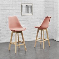 2er-Set Barstuhl mit Rückenlehne Buche-Gestell Rosé en.casa von [EN.CASA]