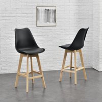 [en.casa] - 2er-Set Barstuhl mit Rückenlehne Buche-Gestell Schwarz en.casa von [EN.CASA]