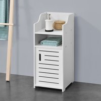 Badezimmerschrank Skara 72x32x32 cm Weiß Midischrank wpc Badkommode mit Ablage und Tür Badregal en.casa - Weiß von [EN.CASA]