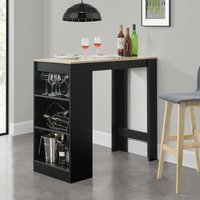 Bartisch Kouvola mit 3 Fächern 110x50x103 cm Schwarz/Eiche-Optik [en.casa] Schwarz von [EN.CASA]