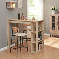 Bartisch Danderyd 120x60x106 cm mit 3 Ablagefächern Eicheoptik [en.casa] von [EN.CASA]