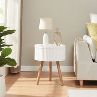 Beistelltisch Bongard mit Stauraum Ø38x48 cm Weiß [en.casa] von [EN.CASA]