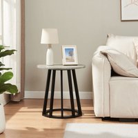 Beistelltisch Buzzard Ø48x48 cm Schwarz/Betonoptik [en.casa] von [EN.CASA]