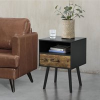 Beistelltisch Gävle 57x42x40 cm Schwarz/Dunkler Holzton [en.casa] von [EN.CASA]