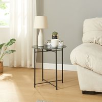[en.casa] - Beistelltisch Ödeshög mit Glasplatte 45xØ42cm Schwarz von [EN.CASA]