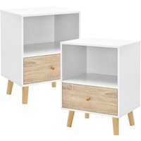 [en.casa] - Beistelltisch Sundsvall 2er Set Weiß/Eiche von [EN.CASA]