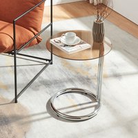 Beistelltisch Ylivieska 46xØ45 cm Chromfarben/Bernsteinglas [en.casa] von [EN.CASA]