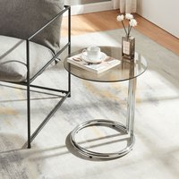 Beistelltisch Ylivieska 46xØ45 cm Chromfarben/Bronzeglas [en.casa] von [EN.CASA]