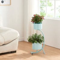 Blumenständer Almelo 63x29x21cm Metall Hellblau [en.casa] von [EN.CASA]