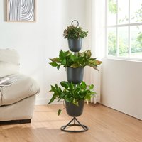 Blumenständer Alphen 3 Töpfe 110x28cm Schwarz [en.casa] von [EN.CASA]