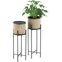 [en.casa] - Blumenständer Colfontaine 2er Set Schwarz Sandfarben en.casa von [EN.CASA]