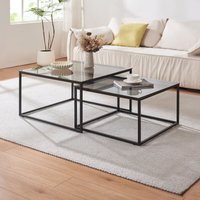 Couchtisch 2er Set Tromlaslo Rauchglas, grau [en.casa] von [EN.CASA]