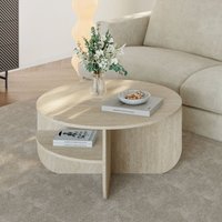 Couchtisch Reykhon Ø80x41 cm Travertin [en.casa] von [EN.CASA]