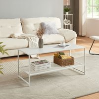 Couchtisch Ruokolahti mit Gitterablage 102x43x46cm Weiß [en.casa] von [EN.CASA]
