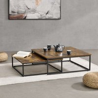 [en.casa] - Couchtischset Haninge 2er Set rund Dunkler Holzton von [EN.CASA]