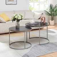[en.casa] - Couchtischset Skagen im 2er Set Marmor, schwarz / Silber von [EN.CASA]