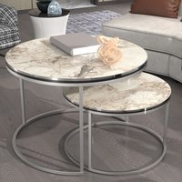 [en.casa] - Couchtischset 'Skagen' im 2er Set Marmor, weiß / Silber von [EN.CASA]