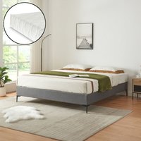 Doppelbett Lilla mit Matratze Textil 160x200 cm Dunkelgrau [en.casa] von [EN.CASA]