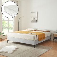 Doppelbett Lilla mit Matratze Textil 180x200 cm Hellgrau [en.casa] von [EN.CASA]