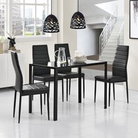 Esstisch Enschede 105x60x75 cm Tischplatte Glas Schwarz en.casa von [EN.CASA]