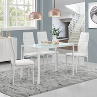 Esstisch Enschede 105x60x75 cm Tischplatte Glas Weiß en.casa von [EN.CASA]