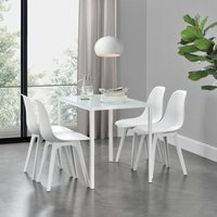 Esstisch Stathelle 105x60x75 cm Weiß Glasplatte 4 Stühle Weiß en.casa - Weiß Matt von [EN.CASA]