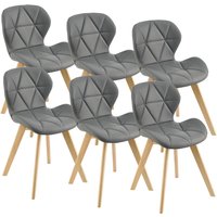 Esszimmerstuhl Älmhult 6-er Set 78x47x52 cm Kunstleder Grau [en.casa] von [EN.CASA]