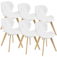 Esszimmerstuhl Älmhult 6-er Set 78x47x52 cm Kunstleder Weiß [en.casa] von [EN.CASA]
